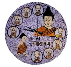 Handcrafted Lippan Art Buddha Wall Clock